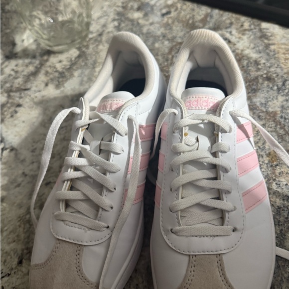 Adidas Women's White and Pink Striped Sneakers - Picture 3 of 4